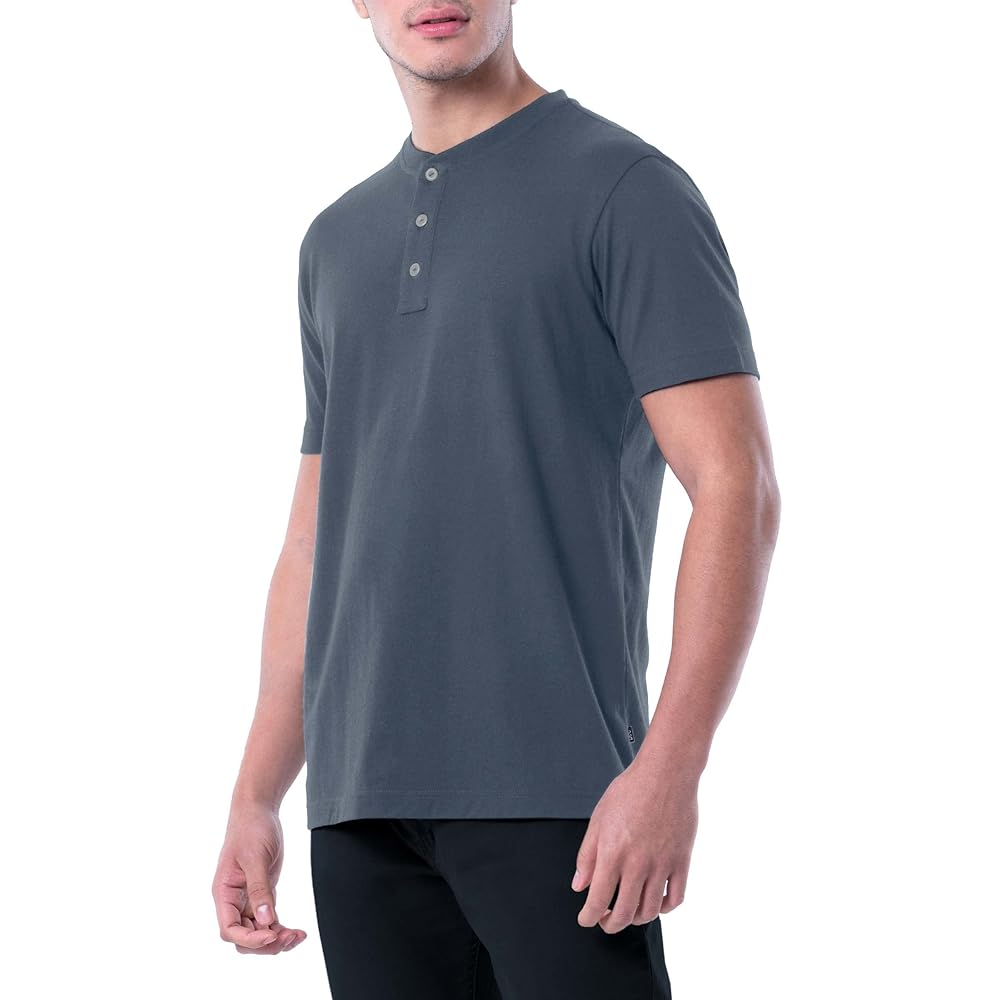 Tシャツ・カットソー [COLN] philly henley neck loose fit short sleeve T-shirt 4c Lee Men's Short Sleeve Soft Washed Cotton Henley T-Shirt